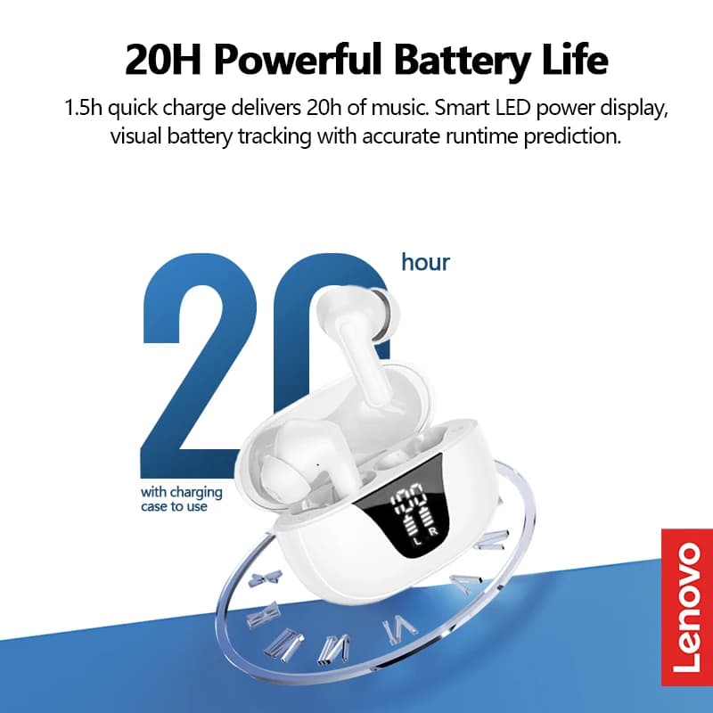سماعات أذن لينوفو XT58 الجديدة بلوتوث لاسلكية HIFI ستيريو مكالمات تقليل الضوضاء مع علبة شحن بشاشة LED - 3