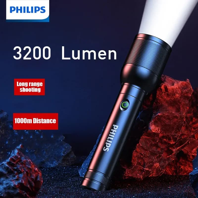 كشاف Philips SFL8168 الجديد لعام 2025 بقوة 3200 لومن ومدى 1000 متر محمول وقوي لإضاءة التخييم والمشي في الهواء الطلق - 2