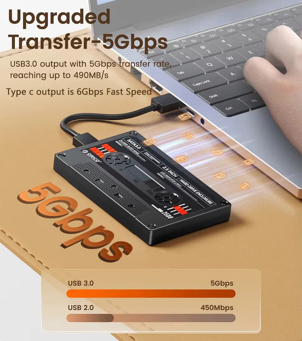 ORICO USB C SATA III كلاسيك SSD HDD6Gbps 2.5 بوصة غطاء القرص الصلب صندوق تخزين خارجي مضاد للصدمات للكمبيوتر المحمول - 2