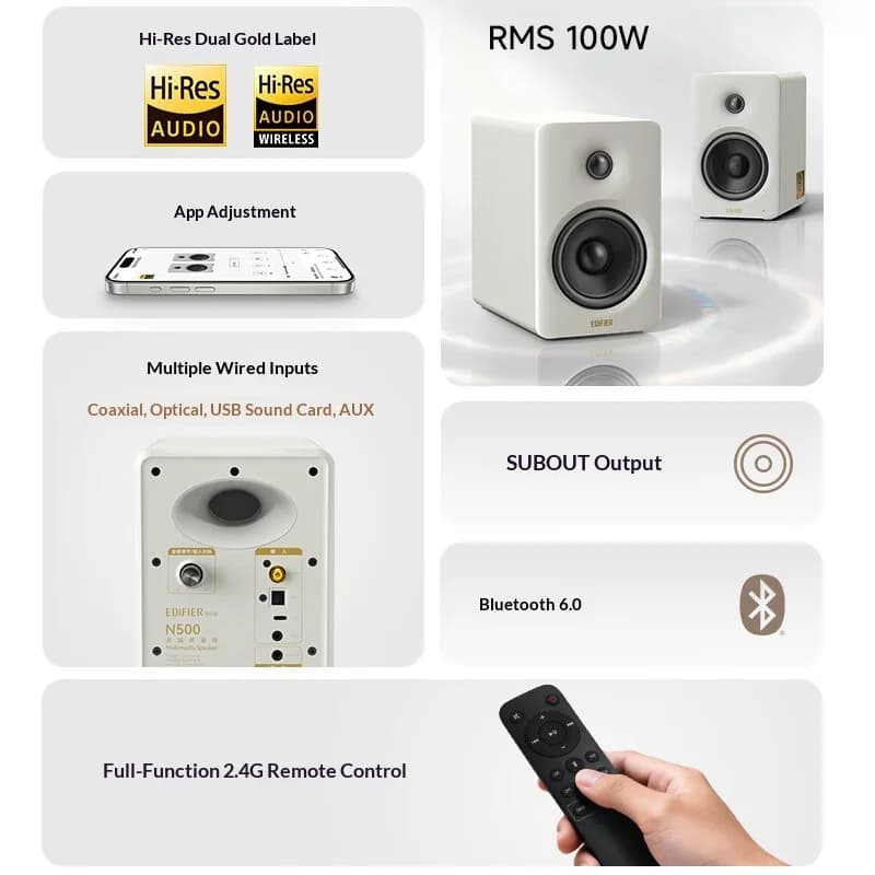 Edifier Bluetooth Speaker 30Th Anniversary Limited Edition N500 Active 2 Channel Desktop Monitor 100W High Power Numbered - 3