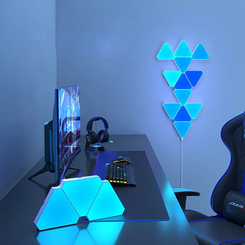 مصباح كمي مثلث LED مصباح حائط RGB إضاءة خلفية ذكية لإلتقاط الإيقاع إضاءة ليلية لغرفة النوم ديكور مكتب - 4