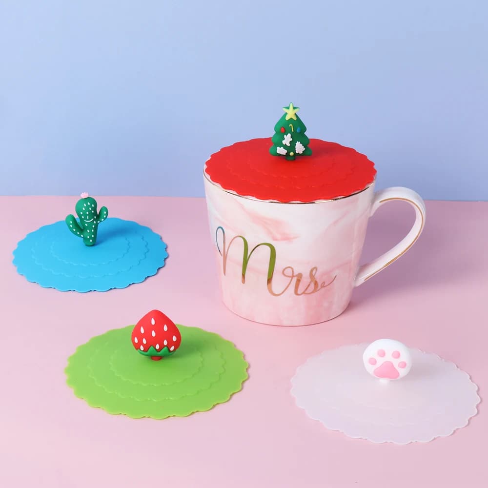 New 10cm Cartoon Cute Silicone Cup Cover Heat-resistant Leak Proof Sealed Lids Cap Dustproof Cup Cover Tea Coffee Lids - 3