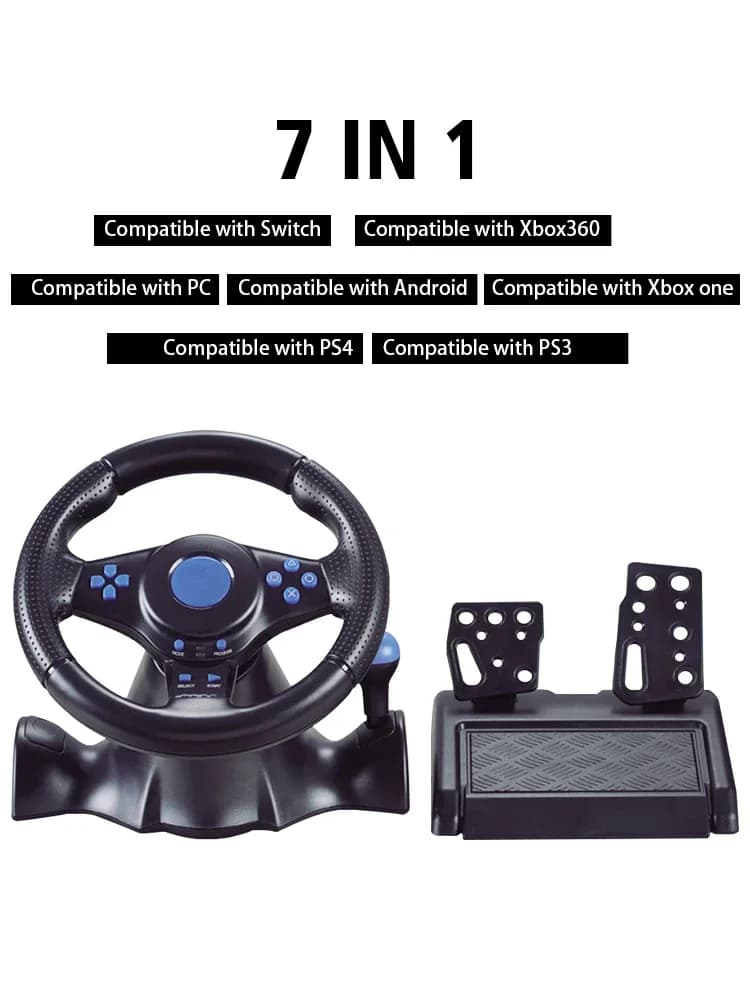 DATA FROG Racing Steering Wheel Vibration Controller Sim Racing Wheel with Pedals for PC Gaming Console Universal Gamepad - 6