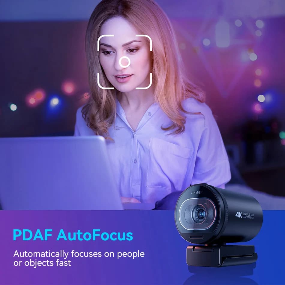 كاميرا ويب 4K، تدفق 1080P، 60FPS، USB، EMEET S600، تركيز تلقائي، كاميرا بث مباشر مع ميكروفون لـ Tiktok/YouTube - 5