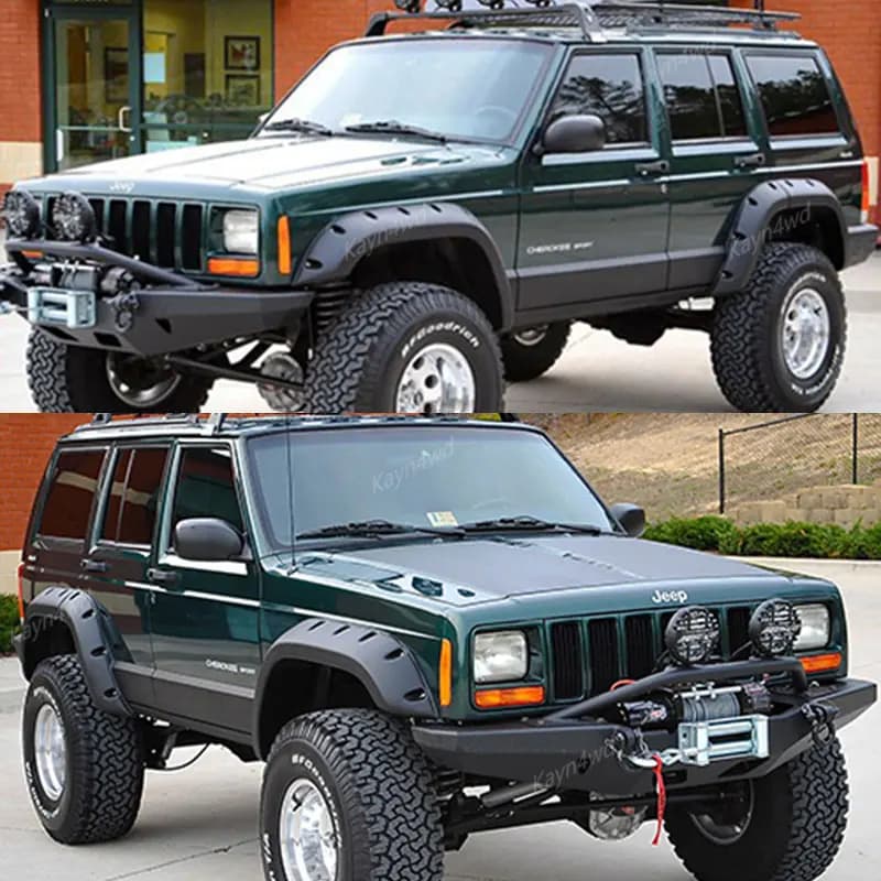 Off Road 4x4 Exterior Accessories Fender Flare Wheel Arch Mudguard Eyebrow Protector Kits For 1984-2001 Jeep Cherokee XJ 4-Door - 6