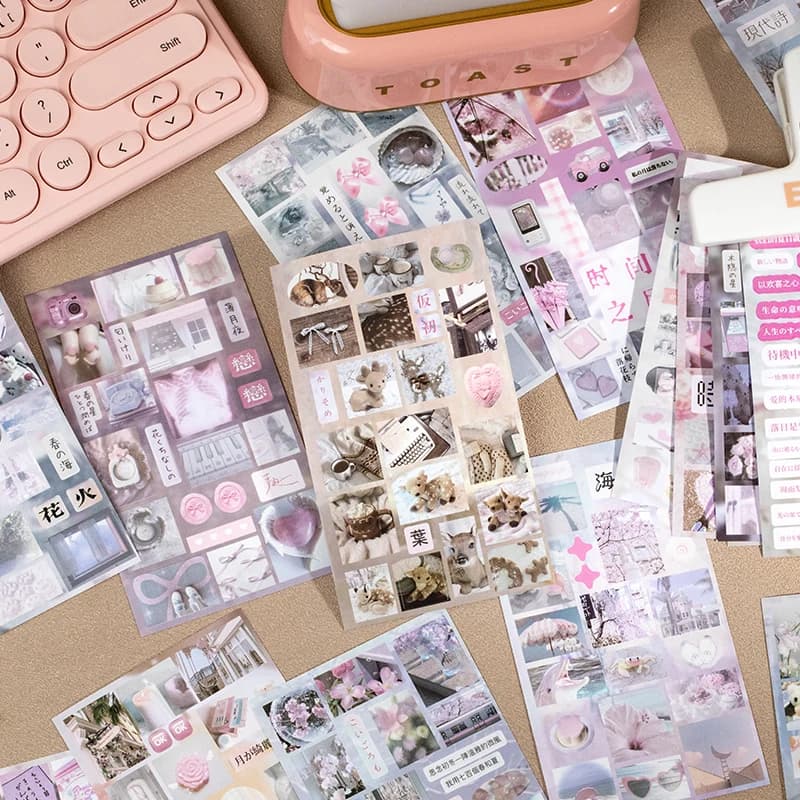 20 ورقة/حقيبة ملصقات على شكل قصاصات، ملصقات يدوية ودفاتر يوميات وزخارف لدفاتر القصاصات - 4
