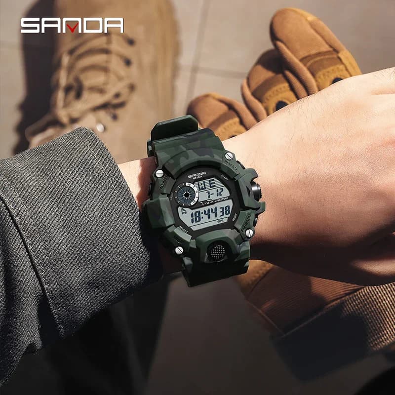 SANDA 2183 Electronic Watch Fashion Military Camo Waterproof Outdoors Sports Digital Display Silicone Strap Wristwatchs for Men - 5