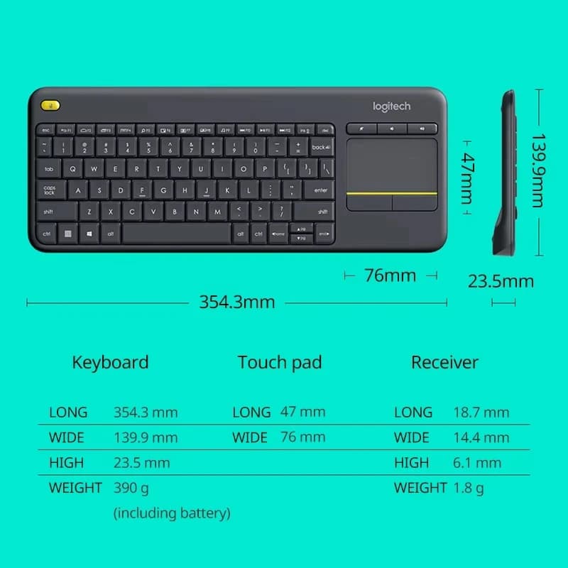 Logitech K400Plus Wireless Keyboard Touch Android Smart TV Computer Laptop Office Keyboard Touch Panel Wireless Touch Keyboard B - 5