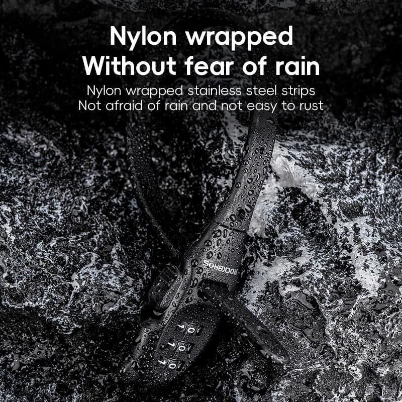 ROCKBROS Portable Bicycle Lock Cable Tie Zinc Alloy Lock Helmet Password Lock Anti-Theft Safety Freely Adjustable Rope Lock - 6