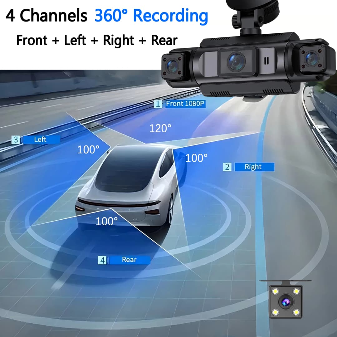 4Ch واي فاي داشكام كاميرا السيارة صندوق أسود القيادة DVR FHD 1080P الجبهة اليسرى اليمنى الخلفية للرؤية الليلية حلقة تسجيل هاردوير عدة - 4