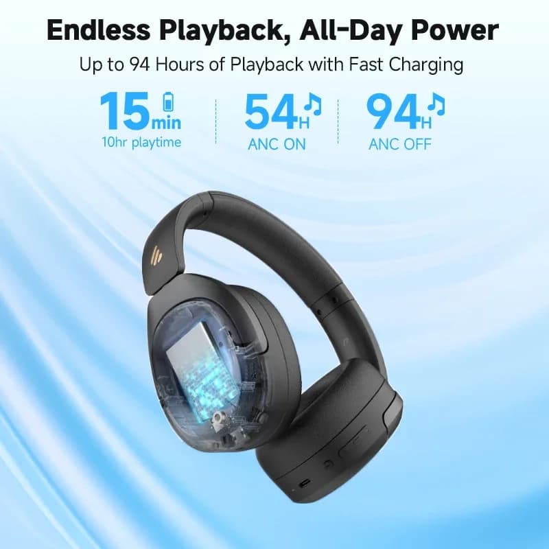 Edifier W830NB Wireless Headphones Bluetooth 5.4 Active Noise Cancelling Hi-Res Over-Ear Headset LDAC Foldable -45dB ANC 94H - 4