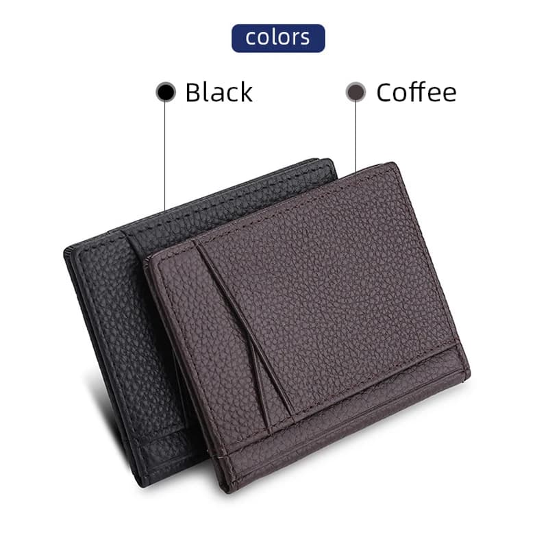 YUECIMIE Super Slim Soft Wallet Genuine Leather Mini Credit Card Holder Wallets Purse Thin Small Card Holders Men Wallet - 6