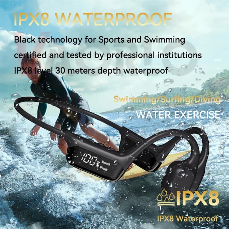IPX8 True Waterproof Bluetooth 5.4 Swimming Diving Bone Conduction Headphone 32GB MP3 Player Summer Sports Cycling Music Headset - 5