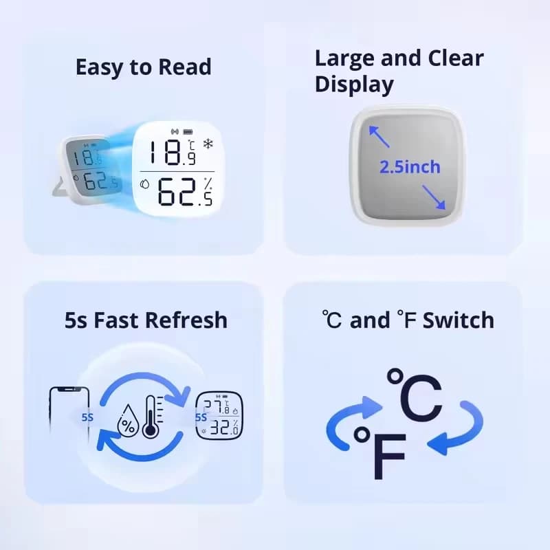 SONOFF SNZB 02D مستشعر درجة الحرارة والرطوبة Zigbee بشاشة LCD 2.5 بوصة متوافق مع EWeLink وجسر SONOFF ZigBee وAlexa وGoogle Home - 2