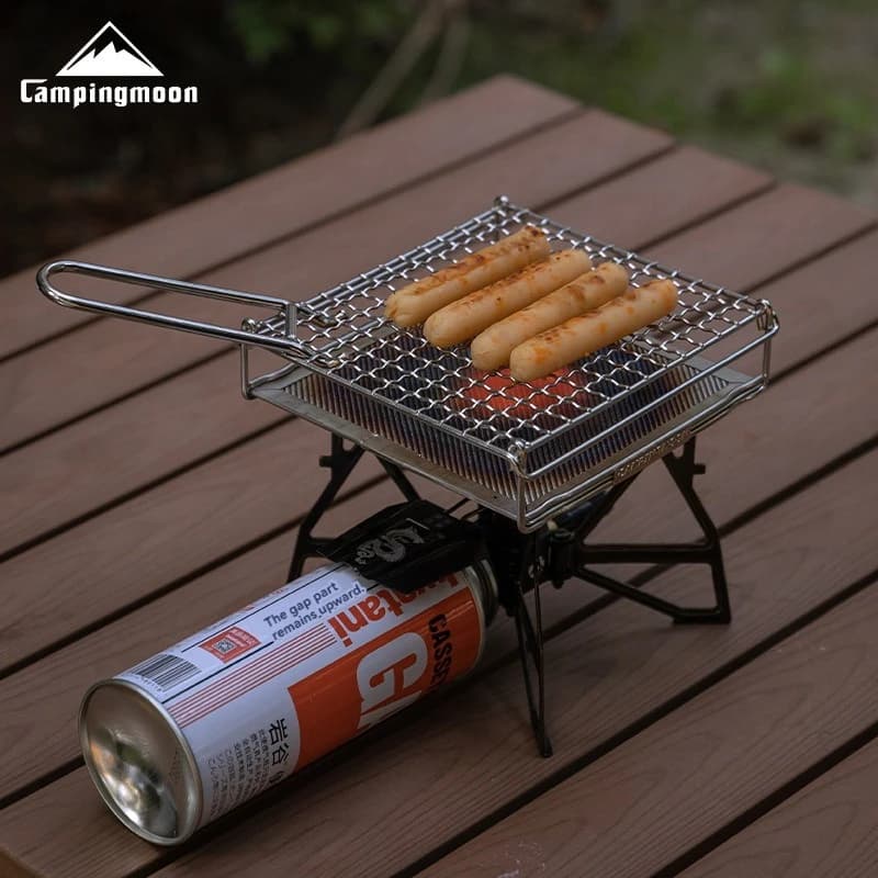CAMPINGMOON Outdoor Camping 304 Stainless Steel Folding Toast Grill Net Uniform Baking Card style Gas Stove Grill Net - 3