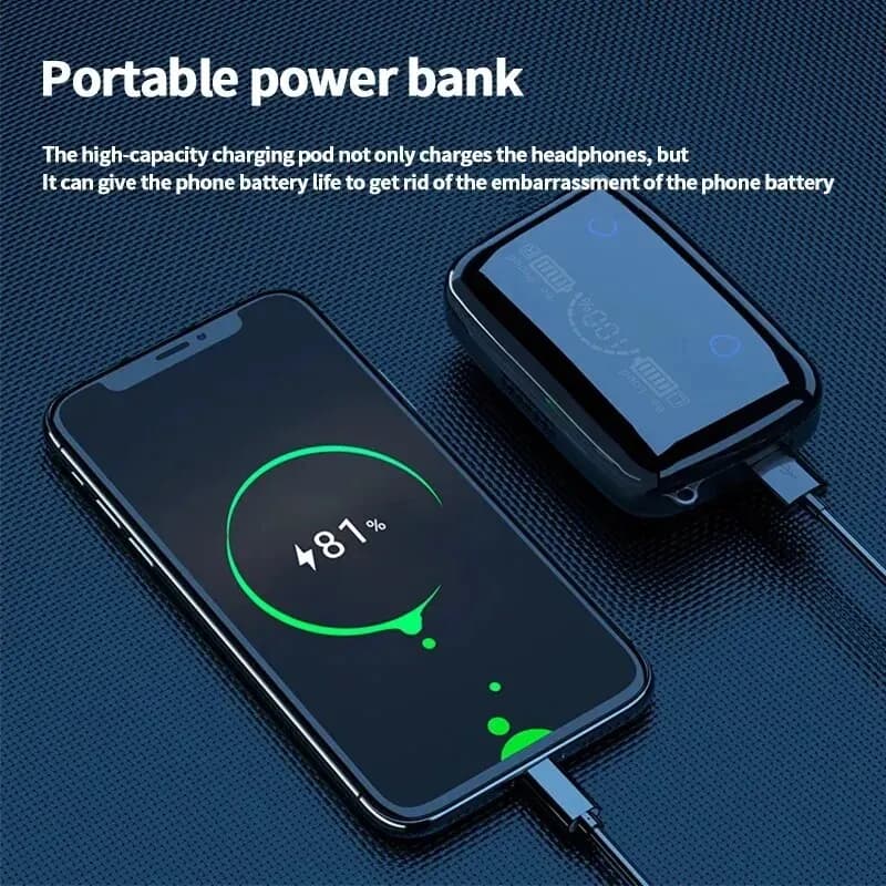 M19 Bluetooth Headset Wireless Tws Gaming Support Noise-cancelling Touch In-ear Mini Emergency Power Bank Headset - 4