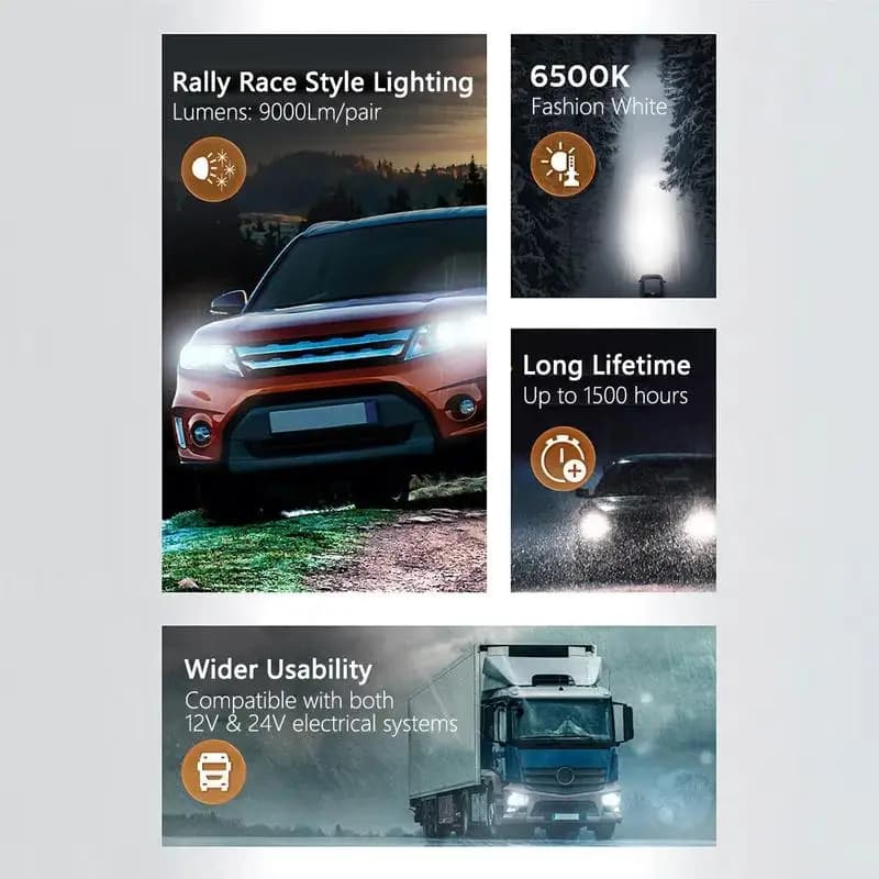 مصابيح سيارة فيليبس ألتنيون رالي 3551 ليد H4 H7 H11 HB3/4 H18 H19 HIR2 6500K أبيض طاقة قصوى 100 واط لومن أقصى 9000 لمبة ليد - 2