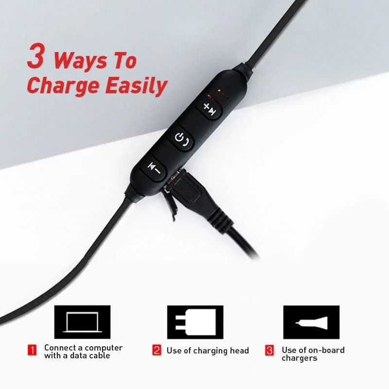 سماعة أذن لاسلكية بلوتوث مغناطيسية، رياضية، مقاومة للماء، رباط عنق، ميكروفون، للهواتف الذكية - 5