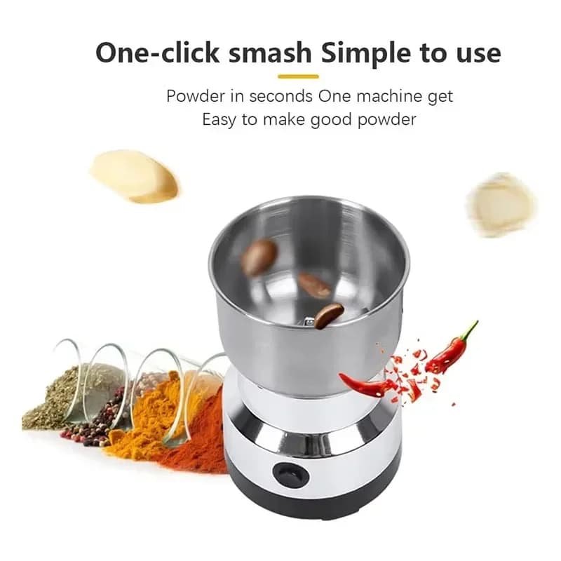 مطحنة قهوة كهربائية منزلية متعددة الوظائف من EU Kitchen مع 4 شفرات لطحن الحبوب والقهوة وخلط النكهات للمكسرات والبقول - 5