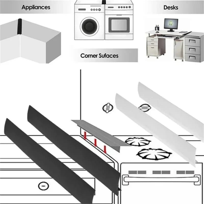 Stove Counter Gap Cover T-shaped Silicone Rubber Strip for Kitchen Oil-gas Slit Filler Heat Resistant Mat Oil Dust Water Seal - 4