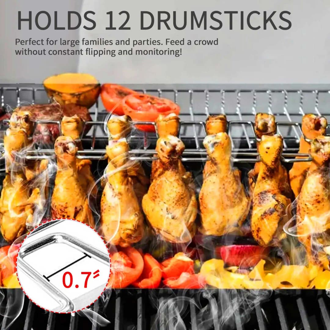 1 قطعة للطي الفولاذ المقاوم للصدأ الدجاج الساق الجناح رف الدجاج الساق شواء شواء الدجاج الجناح رف شواية عمودية لفرن شواء المدخن - 3