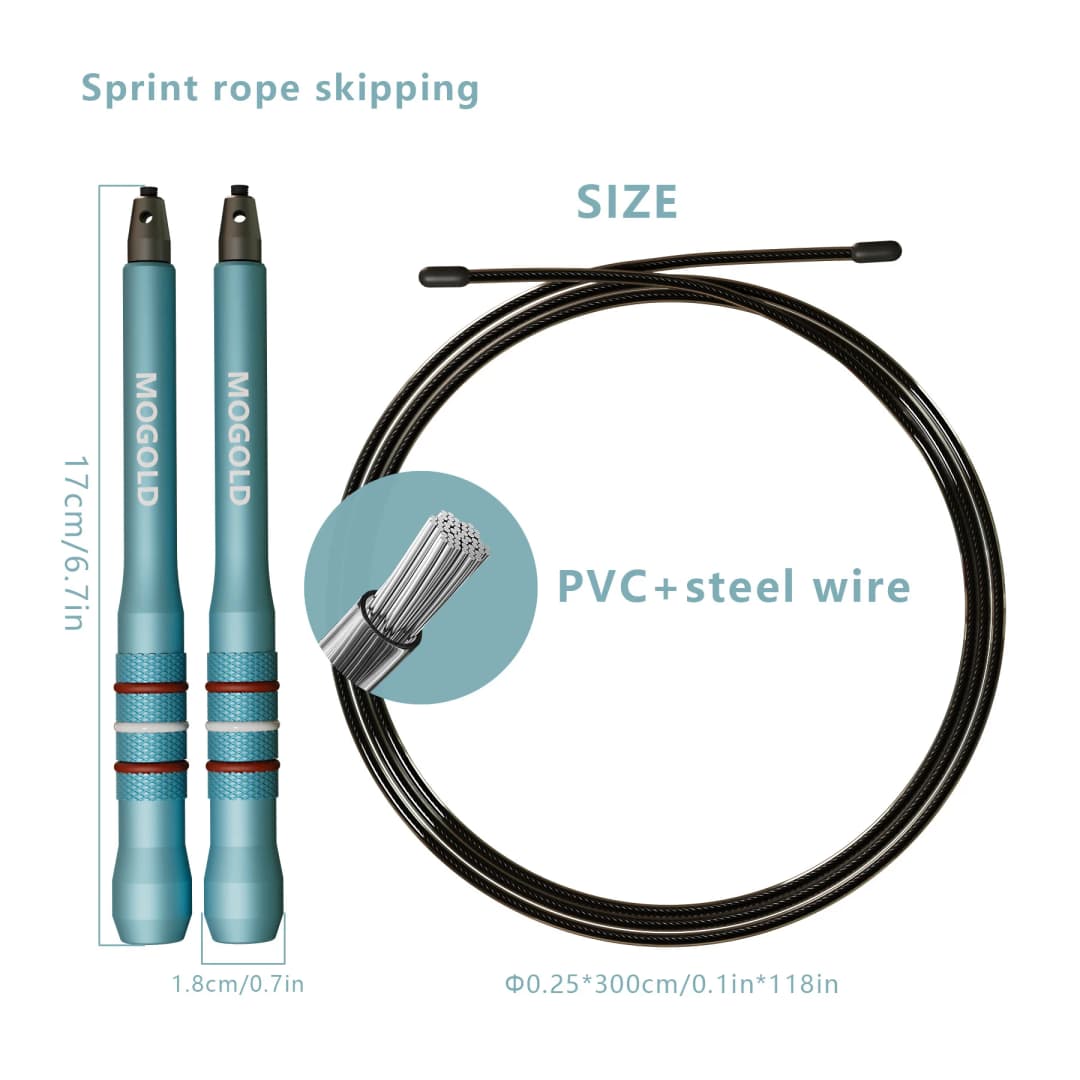 حبل قفز احترافي من MOGOLD - كابل فولاذي عالي الجودة - مقابض مريحة خفيفة الوزن للتمارين الهوائية وحرق الدهون - 3