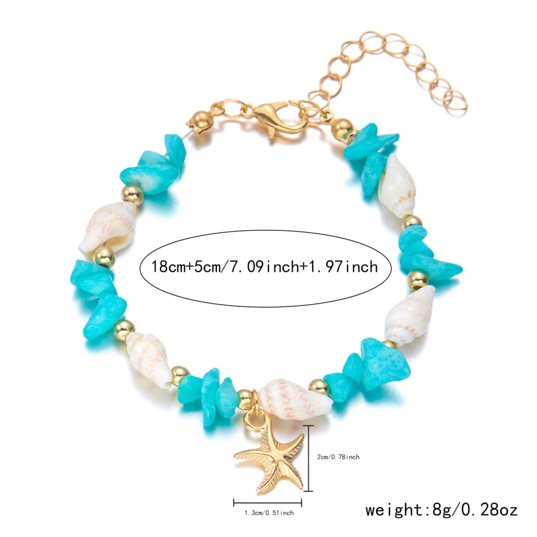 Bohemian Starfish Pendant Bracelet for Women Handmade Crushed Stone Beaded Bracelet Summer Beach Jewelry Travel Accessory Gift - 6