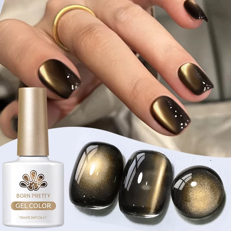 BORN PRETTY 10ml Black Glass Cat Magnetic Gel Nail Polish Punk Style Nail Art Manicure Varnis Semi Permanent Gel for Winter Nail - 5
