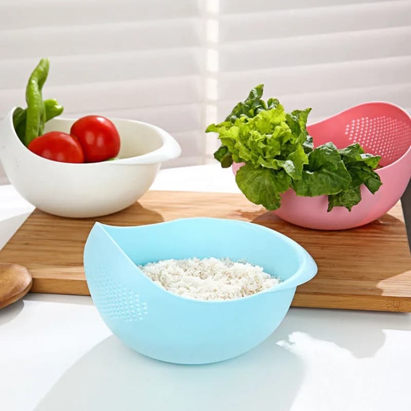 Rice Sieve Plastic Colander Kitchen Drain Basket with Handles Rice Bowl Strainer Strainer Basket Sink Drain Kitchen Tools - 3