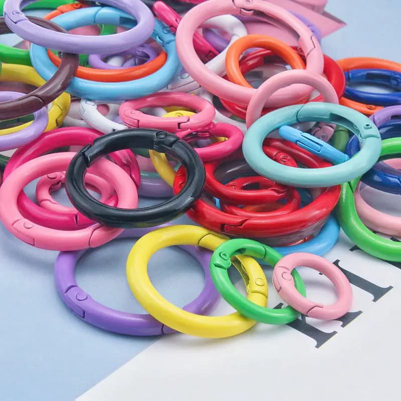 2-14 قطعة المعادن يا خاتم الربيع المشابك قابلة للفتح حلقة تسلق مستديرة المفاتيح حقيبة مقاطع هوك سلسلة الكلاب أبازيم موصل DIY بها بنفسك اكسسوارات - 2