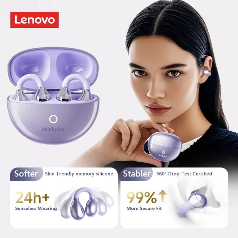 Lenovo LP25 Wireless Bluetooth 5.4 Earburds Sports Noise Cancelling OWS Headphones Ear Clip HiFi Sound Quality Headset with Mic - 3