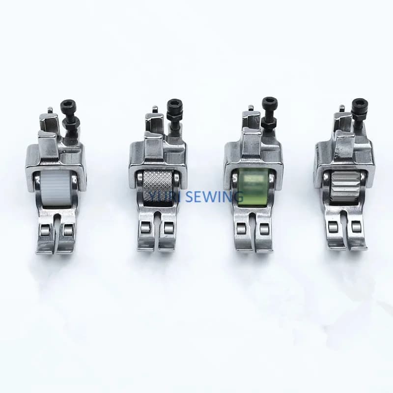 قدم ضاغطة بعجلات متعددة الوظائف لستائر الجلود والأرائك، قدم ضاغطة بعجلات دوارة سميكة من ثلاث عجلات لماكينة الخياطة الصناعية - 2