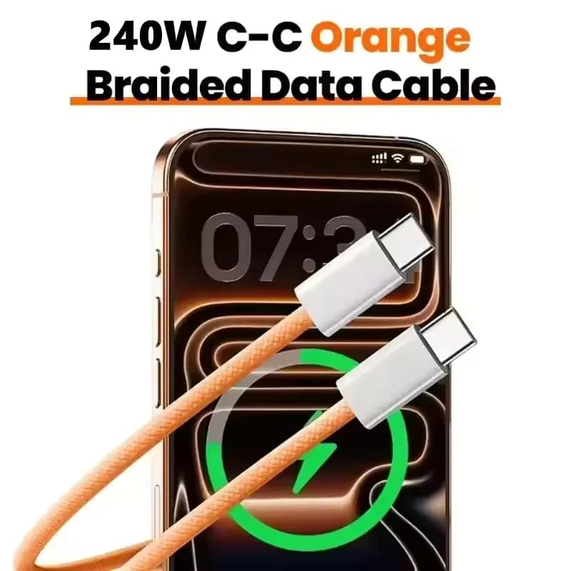 3 قطع كابل USB C إلى USB C بقوة 240 واط يدعم الشحن السريع لهواتف آيفون 17/16/15 وسامسونج وهواوي وشاومي وغيرها - 2