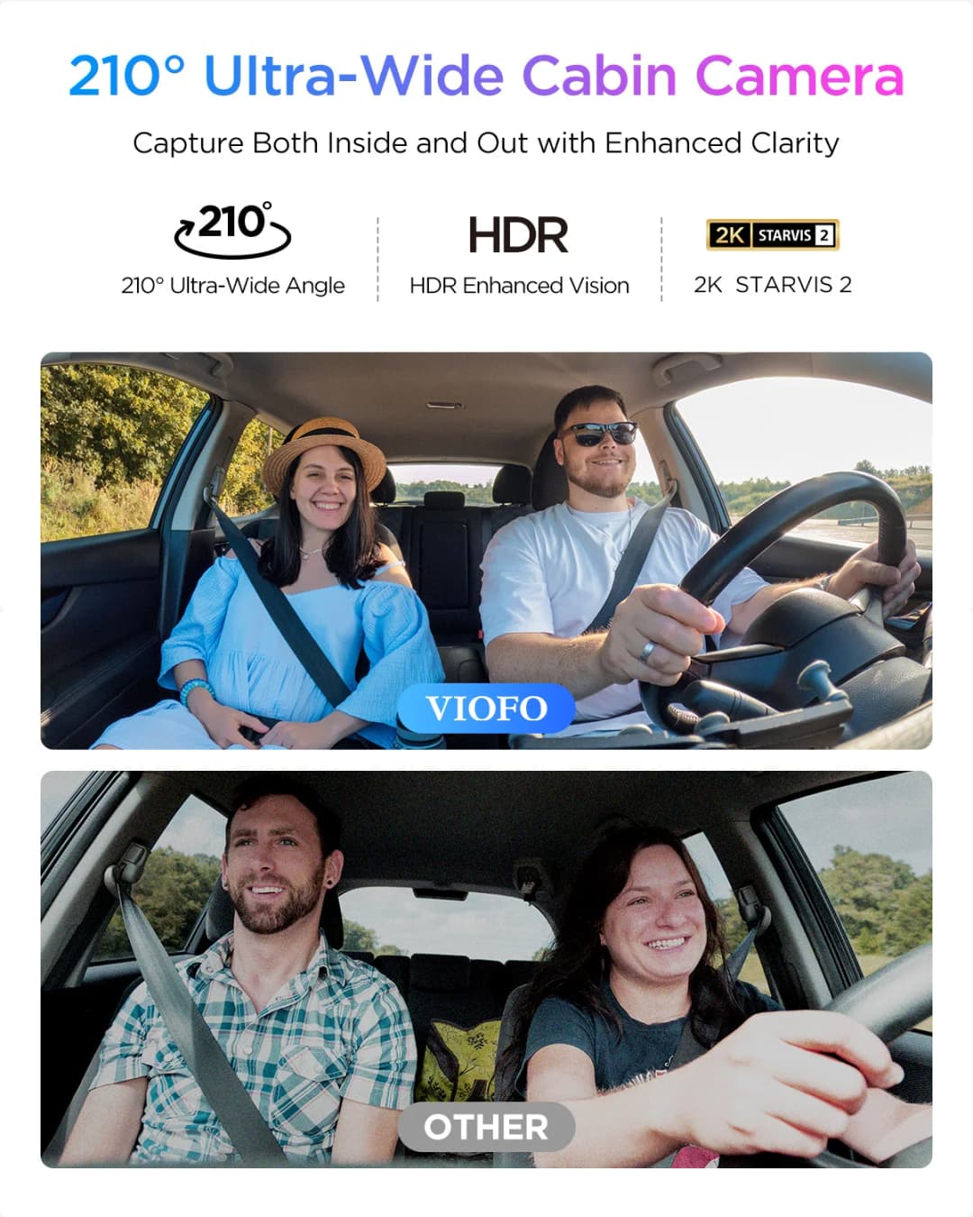 كاميرا لوحة قيادة VIOFO A329S 3CH بدقة 4K 30FPS + 2K خلفية + 2K كابينة HDR مع مستشعر Sony STARVIS 2، تدعم SSD، كشف الاصطدام منخفض الطاقة - 4
