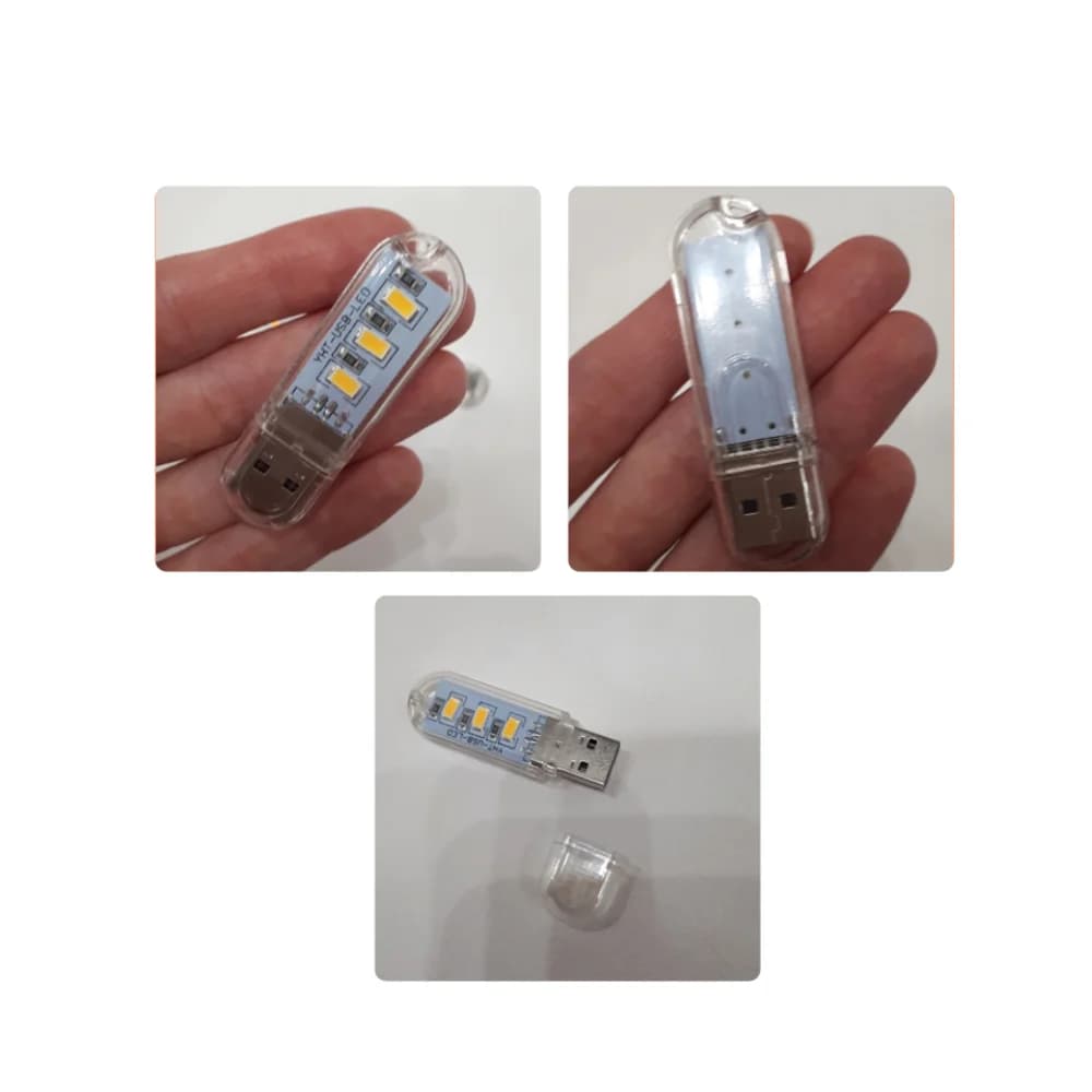 1 قطعة 3 LED USB 5 فولت مصباح ليد المحمولة فائقة السطوع كمبيوتر صغير LED مصباح كتاب مصباح USB شاحن الطاقة القراءة ضوء أبيض دافئ - 4
