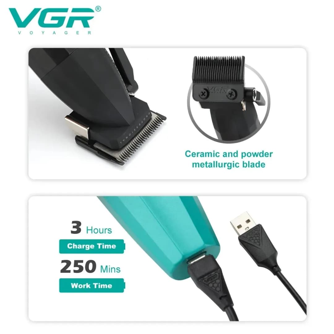 VGR Hair Clipper Cordless Hair Trimmer Professional Hair Cutting Machine Electric 9000 Rpm Haircut Clipper for Men V-003 V-906 - 3