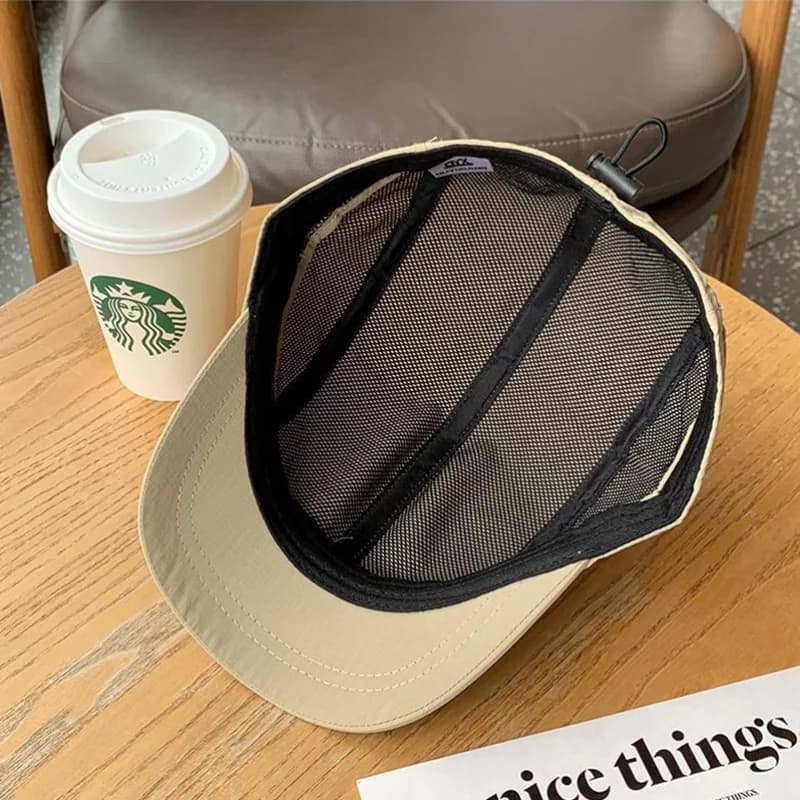 Short-brimmed solid color baseball cap  Lightweight Quick-Dry Polyester Adjustable Buckle Closure Sun Protection Breathable Brim - 6