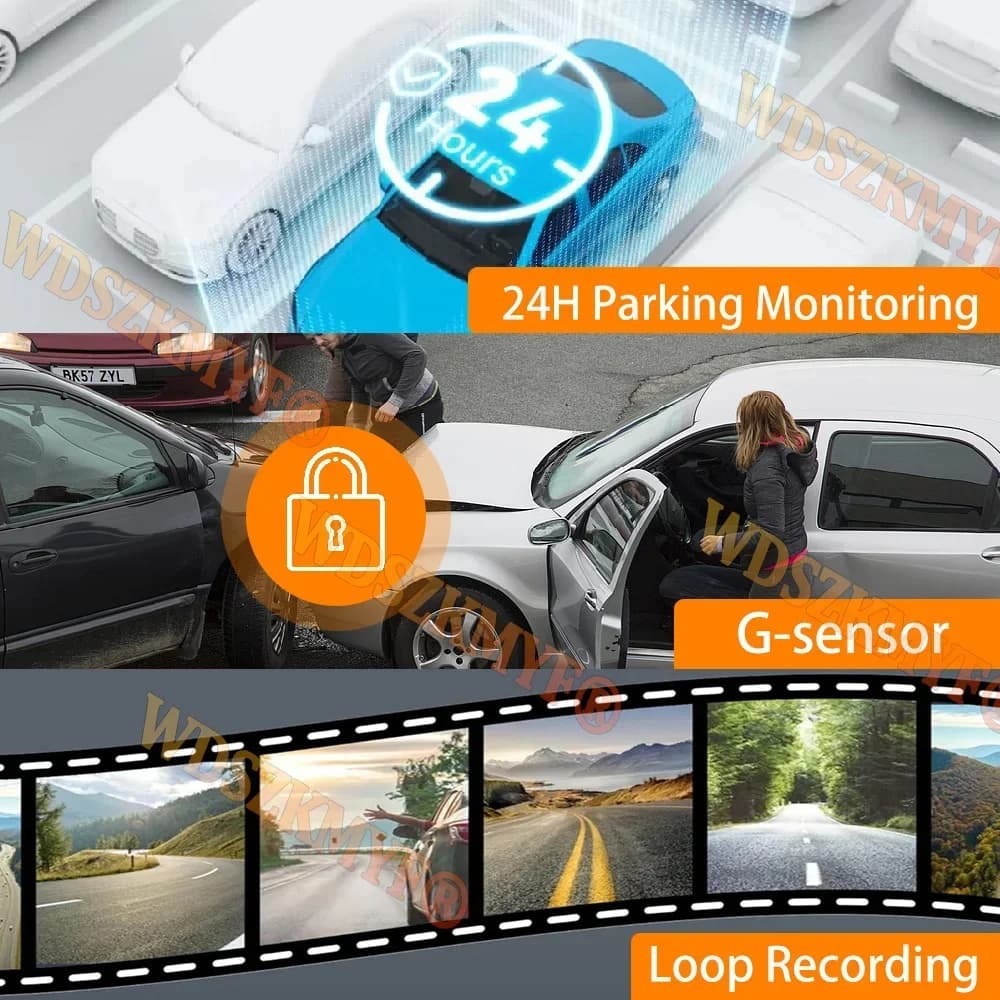 جديد كاميرا سيارة 4CH DVR بدقة UHD 4K و1080P مع واي فاي وتطبيق تسجيل فيديو 360 درجة مع رؤية أمامية وخلفية ليلية وصندوق أسود 4K - 6