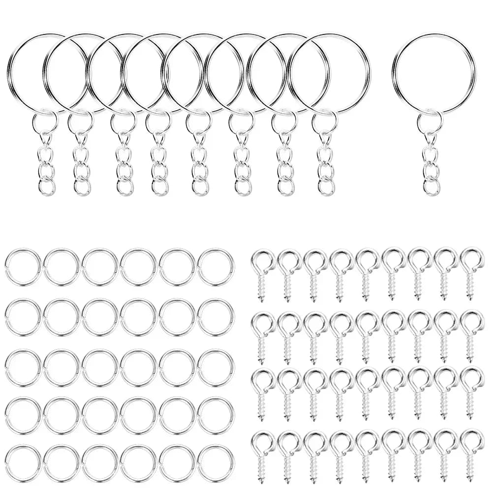 110 قطعة من حلقات القفز المفتوحة والدبابيس لإكسسوارات صنع المجوهرات، مجموعات لصنع سلاسل المفاتيح من الإيبوكسي الراتنج - 3