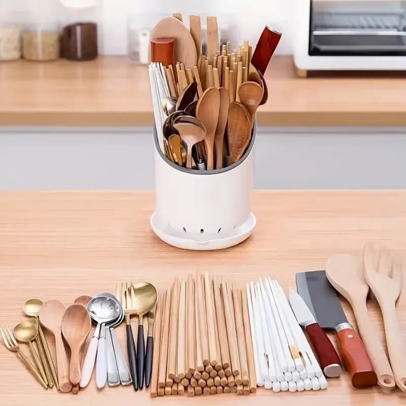 1pc Cutlery Storage Holder Plastic Drainer Drain Containers Drying Rack Tableware Table Knife Spoon Fork Container Kitchen Tool - 4
