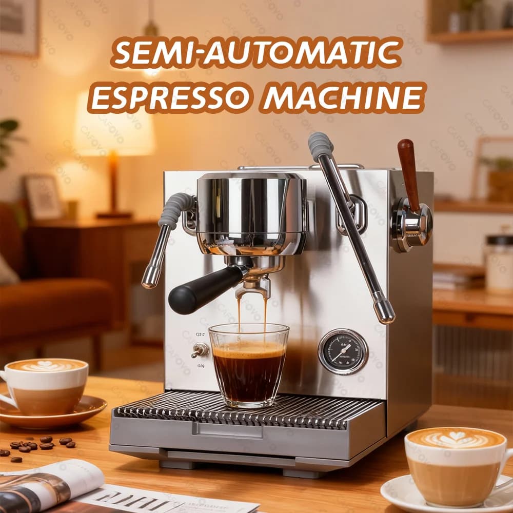 CAFOVO E120 9Bar Commercial Espresso Machine 3 Boiler ULKA Pump OPV System with OLED Display for Cafe Coffee Maker 220V
