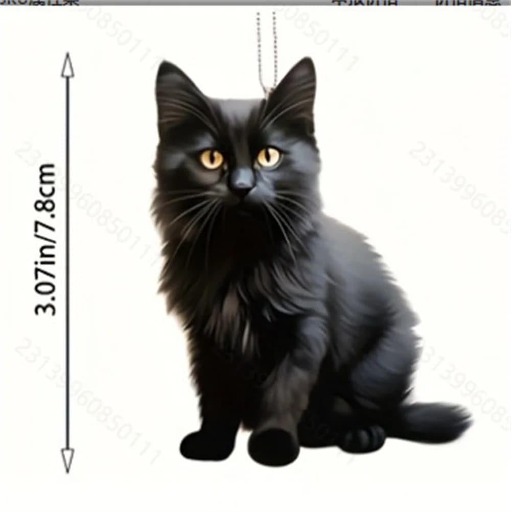 قلادة قط لطيفة معلقة، حلية حيوان واقعية، ديكور معلق لمرآة الرؤية الخلفية، اكسسوارات داخلية للسيارة، هدية للأطفال للحفلات والمنزل - 6