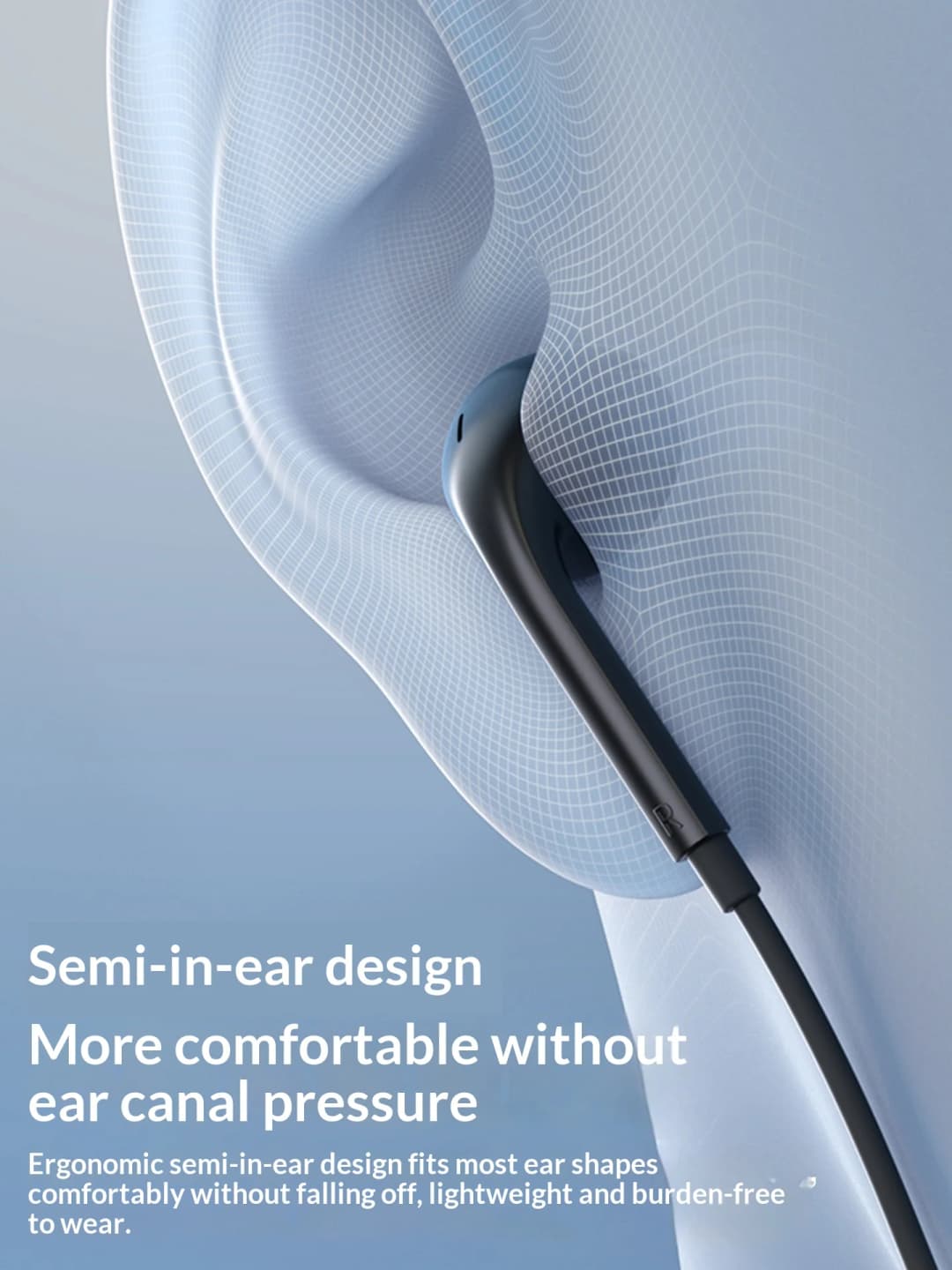 Edifier Sleep Earphones Wired Half In Ear Noise Cancelling Super Sound Insulation Typec Hi Res Audio For Side Sleeping Adults - 3