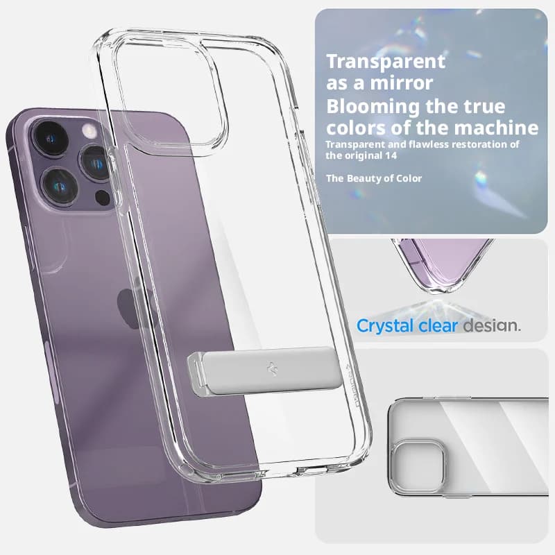 Luxury Spigen Ultra Hybrid Transparent Case For iPhone 17 Air 12 13 14 15 16 17 Pro Max Folding Bracket Stand Protective Cover - 3