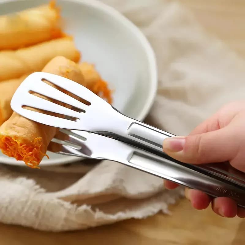 ملقط طعام من الفولاذ المقاوم للصدأ، أدوات مطبخ، أداة طهي للبوفيه، ملقط خبز مقاوم للحرارة، ملقط حلويات للسلطات والشواء - 3