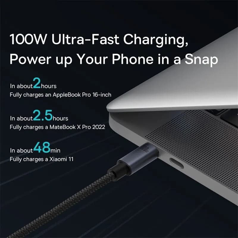 كابل Baseus 100 واط USB C إلى Type C لهاتف iPhone 16 و15 بلس وبرو ماكس وشحن سريع PD وكابل شاحن لجهاز Macbook وXiaomi وSamsung - 6