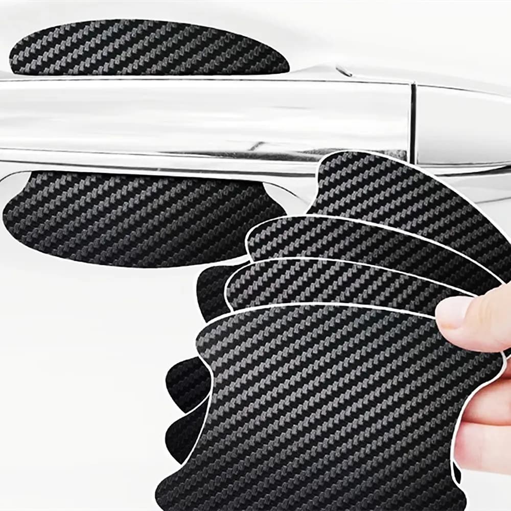 4pcs/Set Universal Car Door Handle Bowl Scratch Protective Sticker Automobiles Door Handle Carbon Fiber Protector Accessories - 4