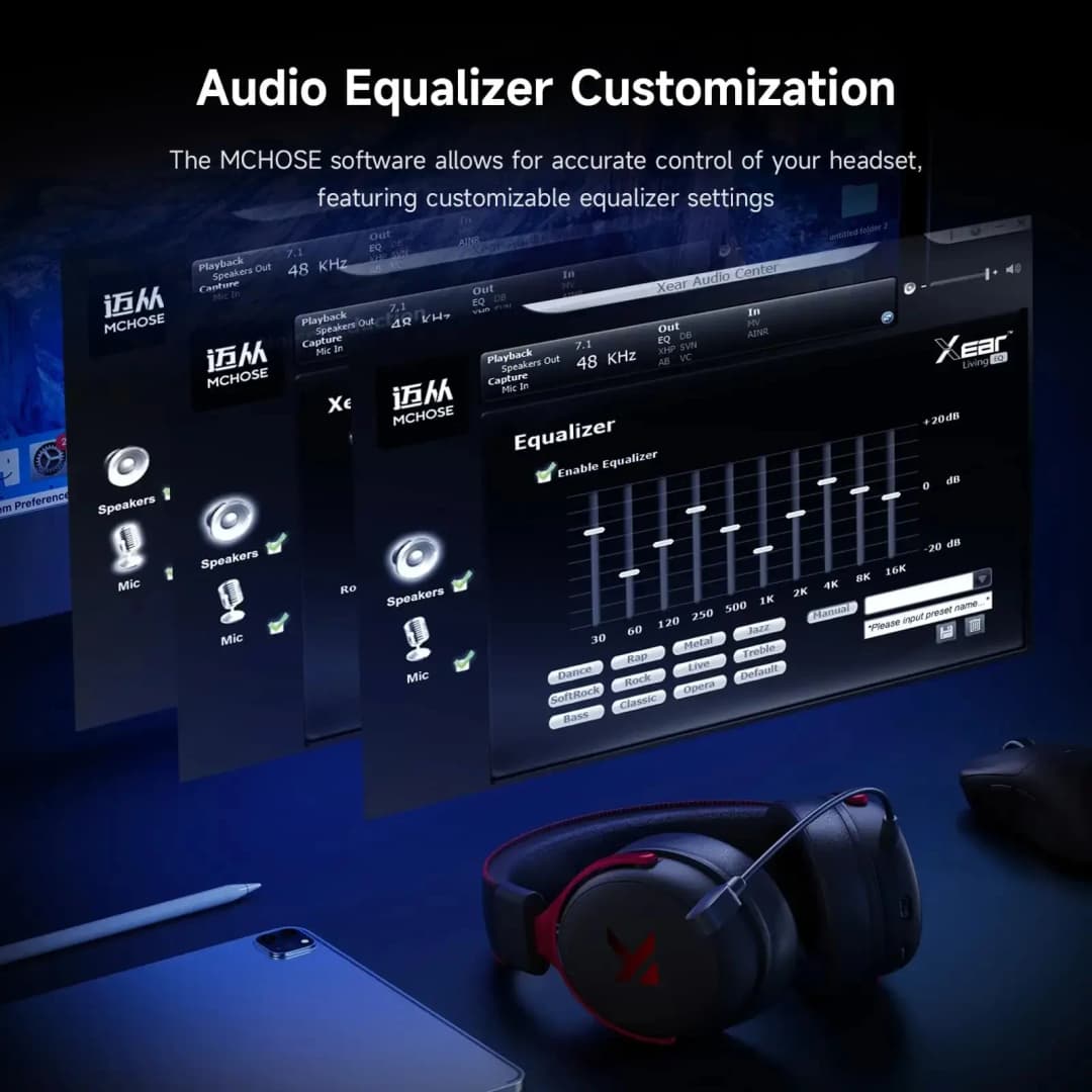 MCHOSE V9 Pro Gaming Wireless Headset7.1 Surround Sound Headphones Noise Canceling Mic Low Latency Lightweight for PS5 PC SWITCH - 3