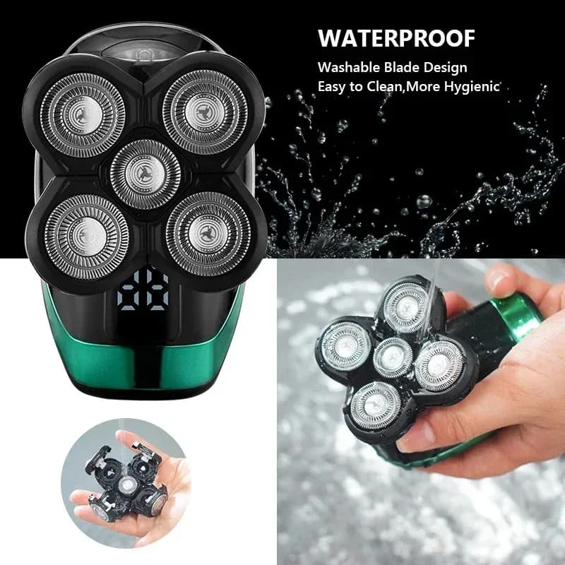 Tinsol 5 in 1 Men's Rechargeable Electric Shaver 5 Floating Head Beard, Nose and Whisker Trimmers 4D Skinhead Shaver Groomer - 3