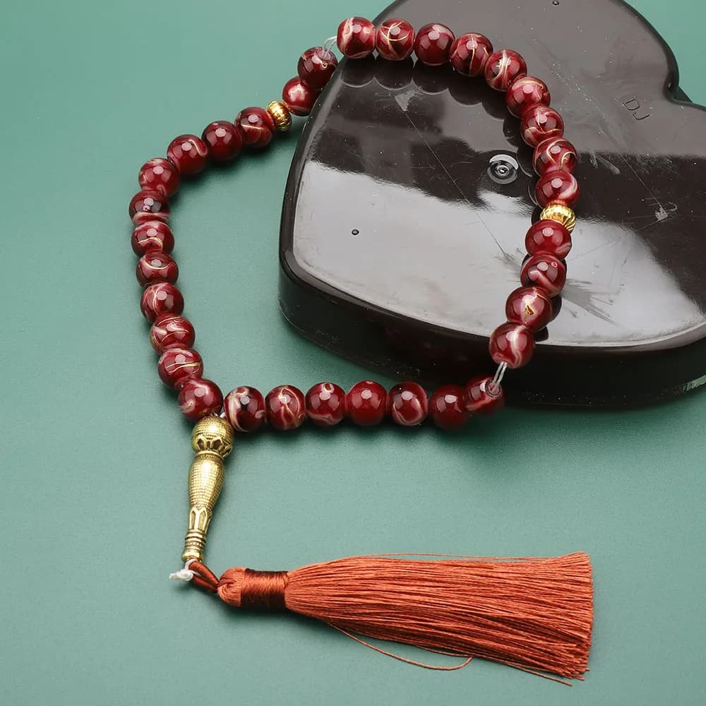 سبحة جديدة من 33 حبة زجاجية مكسورة 10 ملم لصلاة المسلمين هدية رمضان للنساء - 5